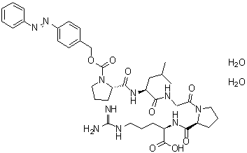 CAS # 118081-33-7, N2-[1-[N-[N-[1-[[[4-(Phenylazo)phenyl]methoxy]carbonyl]-L-prolyl]-L-leucyl]glycyl]-L-prolyl]-D-arginine dihydrate