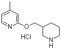 structure of CAS# 1185310-76-2, 4-Methyl-2-(3-piperidinylmethoxy)pyridine hydrochloride