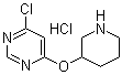 structure of CAS# 1185311-81-2, 4-氯-6-(3-哌啶基氧基)嘧啶盐酸盐