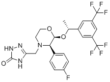 structure of CAS# 1185502-97-9, 5-[[(2S,3R)-2-[(1R)-1-[3,5-bis(trifluoromethyl)phenyl]ethoxy]-3-(4-fluorophenyl)-4-morpholinyl]methyl]-1,2-dihydro-1,2,4-triazol-3-one