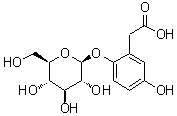 CAS # 118555-82-1, Phaseoloidin, 2-(beta-D-Glucopyranosyloxy)-5-hydroxybenzeneacetic acid