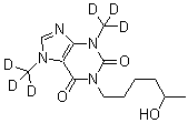 CAS # 1185995-26-9, 3,7-Dihydro-1-(5-hydroxyhexyl)-3,7-di(methyl-d<sub>3</sub>)-1H-purine-2,6-dione