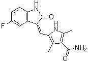 CAS # 1186651-51-3, 5-[(Z)-(5-Fluoro-1,2-dihydro-2-oxo-3H-indol-3-ylidene)methyl]-2,4-dimethyl-1H-pyrrole-3-carboxamide