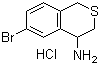 structure of CAS# 1187830-57-4, 6-Bromo-3,4-dihydro-1H-2-benzothiopyran-4-amine hydrochloride