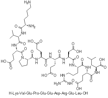 CAS # 1188513-14-5, L-Lysyl-L-valyl-L-alpha-glutamyl-L-prolyl-L-alpha-glutamyl-L-alpha-glutamyl-L-alpha-aspartyl-L-arginyl-L-alpha-glutamyl-L-leucine