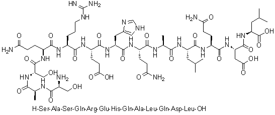 CAS # 1188513-15-6, L-Seryl-L-alanyl-L-seryl-L-glutaminyl-L-arginyl-L-alpha-glutamyl-L-histidyl-L-glutaminyl-L-alanyl-L-leucyl-L-glutaminyl-L-alpha-aspartyl-L-leucine