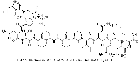 CAS # 1188513-31-6, L-Threonyl-L-alpha-glutamyl-L-prolyl-L-asparaginyl-L-seryl-L-leucyl-L-arginyl-L-leucyl-L-leucyl-L-isoleucyl-L-glutaminyl-L-glutaminyl-L-asparaginyl-L-lysine