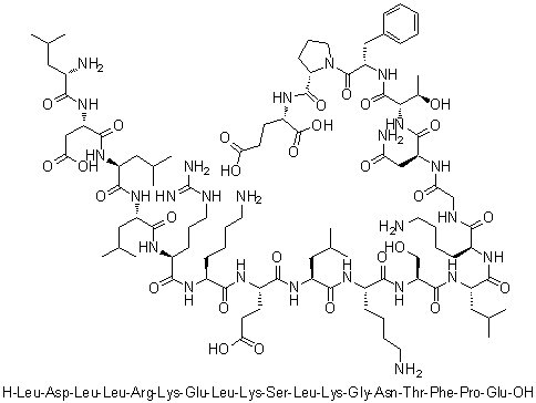 CAS # 1188513-39-4, L-Leucyl-L-alpha-aspartyl-L-leucyl-L-leucyl-L-arginyl-L-lysyl-L-alpha-glutamyl-L-leucyl-L-lysyl-L-seryl-L-leucyl-L-lysylglycyl-L-asparaginyl-L-threonyl-L-phenylalanyl-L-prolyl-L-glutamic acid
