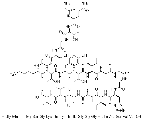 CAS # 1188513-41-8, Glycyl-L-glutaminyl-L-threonylglycyl-L-serylglycyl-L-lysyl-L-threonyl-L-tyrosyl-L-threonyl-L-isoleucylglycylglycylglycyl-L-histidyl-L-isoleucyl-L-alanyl-L-seryl-L-valyl-L-valine