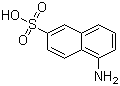 CAS # 119-79-9, 5-Amino-2-naphthalenesulfonic acid, 1-Amino-6-naphthalenesulfonic acid, 1-Amino-6-sulfonaphthalene, 1-Aminonaphthalene-6-sulfonic acid, 1,6-Cleve's acid