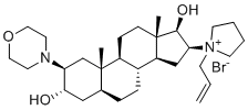 CAS # 119302-86-2, 17-Desacetyl Rocuronium, (2S,3S,5S,8R,9S,10S,13S,14S,16S,17R)-10,13-dimethyl-2-morpholin-4-yl-16-(1-prop-2-enylpyrrolidin-1-ium-1-yl)-2,3,4,5,6,7,8,9,11,12,14,15,16,17-tetradecahydro-1H-cyclopenta[a]phenanthrene-3,17-diol,bromide