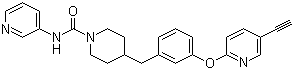 CAS # 1196109-53-1, 4-[[3-[(5-Ethynyl-2-pyridinyl)oxy]phenyl]methyl]-N-3-pyridinyl-1-piperidinecarboxamide