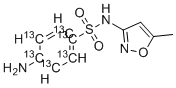 CAS # 1196157-90-0, Sulfamethoxazole-13C6, 4-amino-N-(5-methyl-1,2-oxazol-3-yl)(1,2,3,4,5,6-13C6)cyclohexa-1,3,5-triene-1-sulfonamide