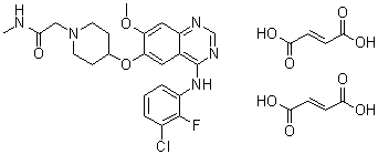 CAS # 1196531-39-1, 4-[[4-[(3-Chloro-2-fluorophenyl)amino]-7-methoxy-6-quinazolinyl]oxy]-N-methyl-1-piperidineacetamide (2E)-2-butenedioate (1:2)