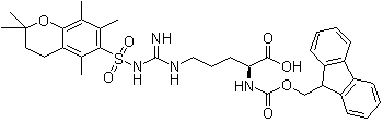 structure of CAS# 119831-72-0, N5-[[[(3,4-二氢-2,2,5,7,8-五甲基-2H-1-苯并吡喃-6-基)磺酰基]氨基]亚胺基甲基]-N2-[芴甲氧羰基]-L-鸟氨酸