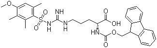structure of CAS# 120075-24-3, N-Fmoc-N'-(4-methoxy-2,3,6-trimethylbenzenesulfonyl)-D-arginine