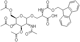structure of CAS# 120173-57-1, N-芴甲氧羰基-O-beta-(2-乙酰氨基-2-脱氧-3,4,6-三-O-乙酰基-alpha-D-吡喃半乳糖基)-L-丝氨酸