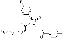 structure of CAS# 1202579-25-6, (3R,4S)-1-(4-Fluorophenyl)-3-[3-(4-fluorophenyl)-3-oxopropyl]-4-[4-(2-propen-1-yloxy)phenyl]-2-azetidinone
