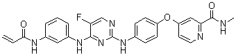 structure of CAS# 1202759-32-7, 4-[4-[[5-Fluoro-4-[[3-[(1-oxo-2-propen-1-yl)amino]phenyl]amino]-2-pyrimidinyl]amino]phenoxy]-N-methyl-2-pyridinecarboxamide