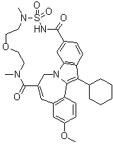 CAS # 1204416-97-6, TMC 647055, 27-Cyclohexyl-12,13,16,17-tetrahydro-22-methoxy-11,17-dimethyl-2,19-methano-3,7:4,1-dimetheno-1H,11H-14,10,2,9,11,17-benzoxathiatetraazacyclodocosine-8,18(9H,15H)-dione 10,10-dioxide