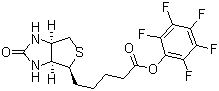 CAS # 120550-35-8, Biotin pentafluorophenyl ester, (3aS,4S,6aR)-Hexahydro-2-oxo-1H-thieno[3,4-d]imidazole-4-pentanoicacid 2,3,4,5,6-pentafluorophenyl ester