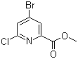 structure of CAS# 1206249-86-6, 4-Bromo-6-chloro-2-pyridinecarboxylic acid methyl ester