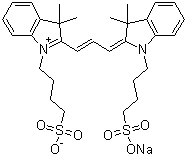 CAS # 120724-84-7, 2-[3-[3,3-Dimethyl-1-(4-sulfobutyl)-1,3-dihydroindol-2-ylidene]propenyl]-3,3-dimethyl-1-(4-sulfobutyl)-3H-indolium inner salt sodium salt