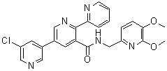 structure of CAS# 1207253-08-4, 5''-Chloro-N-[(5,6-dimethoxy-2-pyridinyl)methyl][2,2':5',3''-terpyridine]-3'-carboxamide