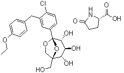 CAS # 1210344-83-4, Ertugliflozin L-pyroglutamic acid, 5-Oxo-L-proline compd. with 1,6-anhydro-1-C-[4-chloro-3-[(4-ethoxyphenyl)methyl]phenyl]-5-C-(hydroxymethyl)-beta-L-idopyranose (1:1)