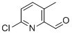 structure of CAS# 1211537-07-3, 6-Chloro-3-methylpicolinaldehyde