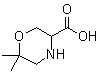 structure of CAS# 1214213-50-9, 6,6-Dimethyl-3-morpholinecarboxylic acid