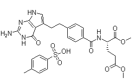 CAS # 1215090-73-5, N-[4-[2-(2-Amino-4,7-dihydro-4-oxo-3H-pyrrolo[2,3-d]pyrimidin-5-yl)ethyl]benzoyl]-L-glutamic acid 1,5-dimethyl ester 4-methylbenzenesulfonate