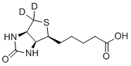 CAS # 1217481-41-8, Biotin-(ring-6,6-D2), Vitamin H (ring-6,6-d2), Vitamin B7 (ring-6,6-d2), 5-[(3aR,6S,6aS)-4,4-dideuterio-2-oxo-3,3a,6,6a-tetrahydro-1H-thieno[3,4-d]imidazol-6-yl]pentanoic acid