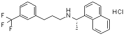 CAS # 1217809-88-5, (S)-Cinacalcet hydrochloride, (alphaS)-alpha-Methyl-N-[3-[3-(trifluoromethyl)phenyl]propyl]-1-naphthalenemethanamine hydrochloride (1:1)