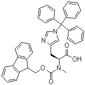 structure of CAS# 1217840-61-3, N-[(9H-Fluoren-9-ylmethoxy)carbonyl]-N-methyl-1-(triphenylmethyl)-L-histidine