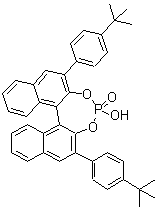 structure of CAS# 1217901-32-0, (11bS)-2,6-Bis[4-(1,1-dimethylethyl)phenyl]-4-hydroxy-dinaphtho[2,1-d:1',2'-f][1,3,2]dioxaphosphepin 4-oxide