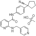 CAS # 1218779-75-9, Apatinib, YN 968D1, N-[4-(1-Cyanocyclopentyl)phenyl]-2-[(4-pyridinylmethyl)amino]-3-pyridinecarboxamide methanesulfonate