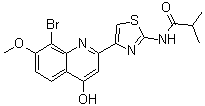 CAS # 1219105-46-0, N-[4-(8-Bromo-4-hydroxy-7-methoxy-2-quinolinyl)-2-thiazolyl]-2-methylpropanamide