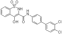 structure of CAS# 1221971-47-6, N-(3',4'-Dichloro[1,1'-biphenyl]-4-yl)-4-hydroxy-2H-1,2-benzothiazine-3-carboxamide 1,1-dioxide