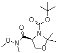 structure of CAS# 122709-21-1, (S)-4-(甲氧基(甲基)氨基甲酰基)-2,2-二甲基恶唑烷-3-羧酸叔丁酯