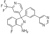 structure of CAS# 1227163-56-5, 4-氟-1-[3-(5-嘧啶基)苯基]-1-[2-(三氟甲基)-4-吡啶基]-1H-异吲哚-3-胺