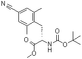 structure of CAS# 1227311-10-5, 4-氰基-N-[叔丁氧羰基]-2,6-二甲基-L-苯丙氨酸甲酯