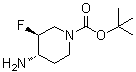structure of CAS# 1228185-45-2, (3S,4S)-4-Amino-3-fluoro-1-piperidinecarboxylic acid 1,1-dimethylethyl ester