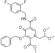 structure of CAS# 1229006-21-6, 5-[[[(2,4-二氟苯基)甲基]氨基]羰基]-1-(2,2-二甲氧基乙基)-1,4-二氢-4-氧代-3-苄氧基-2-吡啶羧酸甲酯