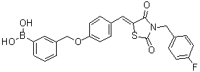 structure of CAS# 1229652-21-4, B-[3-[[4-[[3-[(4-氟苯基)甲基]-2,4-二氧代-5-噻唑烷亚基]甲基]苯氧基]甲基]苯基]硼酸