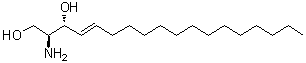CAS # 123-78-4, D-erythro-Sphingosine, (2S,3R,4E)-2-Amino-4-octadecene-1,3-diol, (-)-D-erythro-Sphingosine, (-)-Sphingosine, (2S,3R)-Sphingosine, (4E)-Sphingenine, 4-Sphingenine, 4-trans-Sphingenine, C18-Sphingosine, D-(+)-erythro-4-trans-Sphingenine