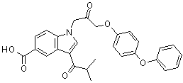 structure of CAS# 1233706-88-1, 3-(2-甲基-1-氧代丙基)-1-[2-氧代-3-(4-苯氧基苯氧基)丙基]-1H-吲哚-5-羧酸
