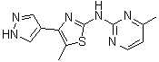 structure of CAS# 1235318-89-4, 4-Methyl-N-[5-methyl-4-(1H-pyrazol-4-yl)-2-thiazolyl]-2-pyrimidinamine