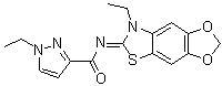 CAS # 1235676-72-8, 1-Ethyl-N-(7-ethyl-1,3-dioxolo[4,5-f]benzothiazol-6(7H)-ylidene)-1H-pyrazole-3-carboxamide