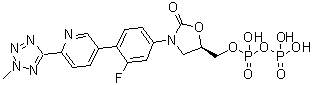 CAS 登录号：1239662-48-6, 焦磷酸 P-[(5R)-3-[3-氟-4-[6-(2-甲基-2H-四唑-5-基)-3-吡啶基]苯基]-2-氧代-5-恶唑烷基]甲基酯